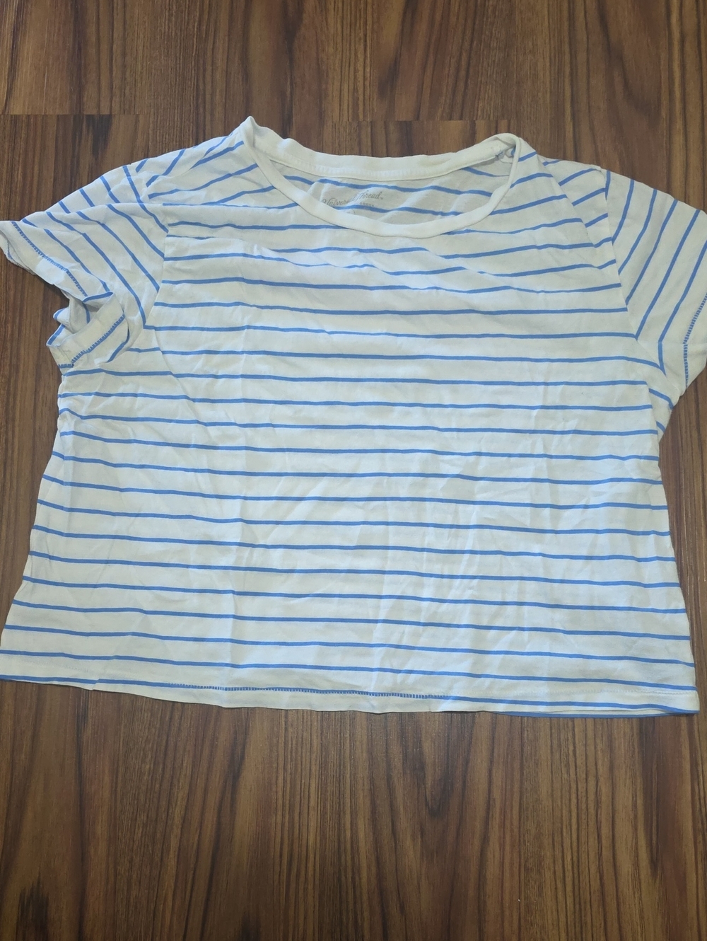 Universal Thread White Tee with Sky Blue Stripes